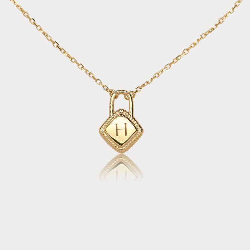 initial lock necklace 18k gold personalized gift jewelry