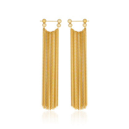 gold tone multi layer chain fringe tassel earrings for wholesale display
