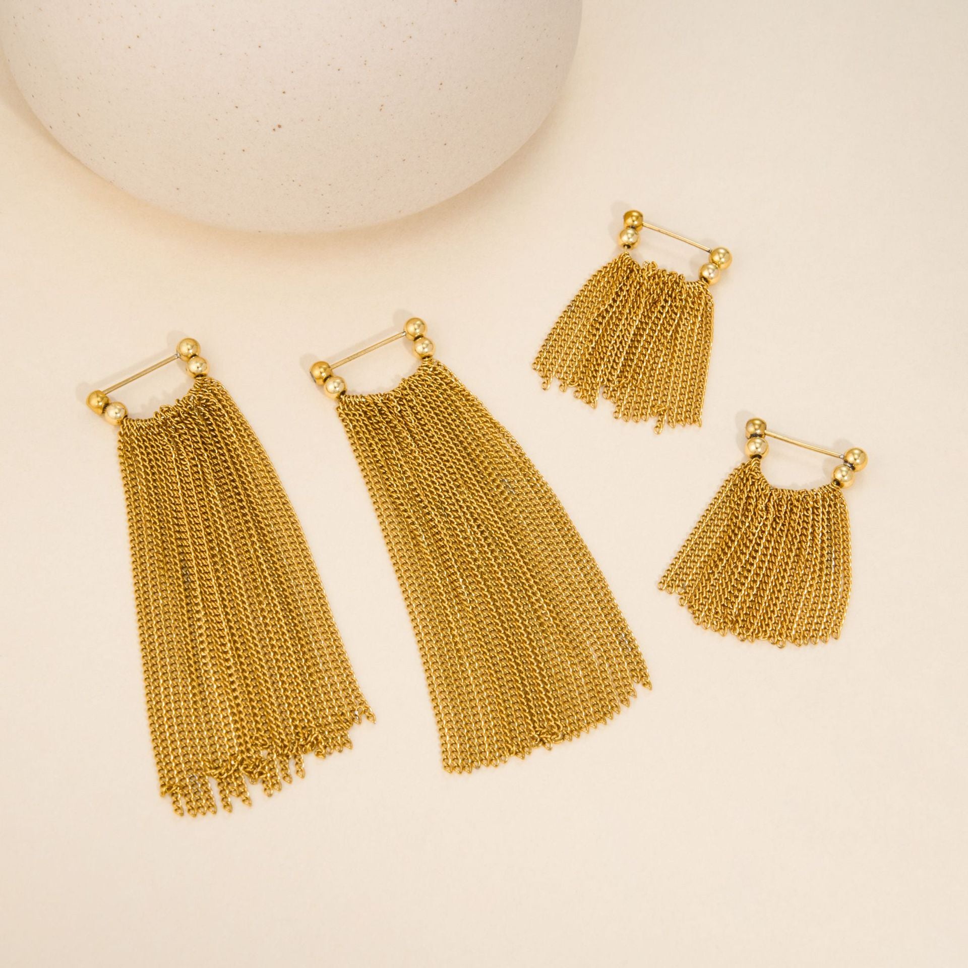 18k gold plated stainless steel galaxy waterfall tassel earrings wholesale