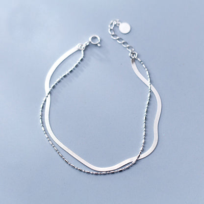 925 sterling silver double layer bracelet Set of 5