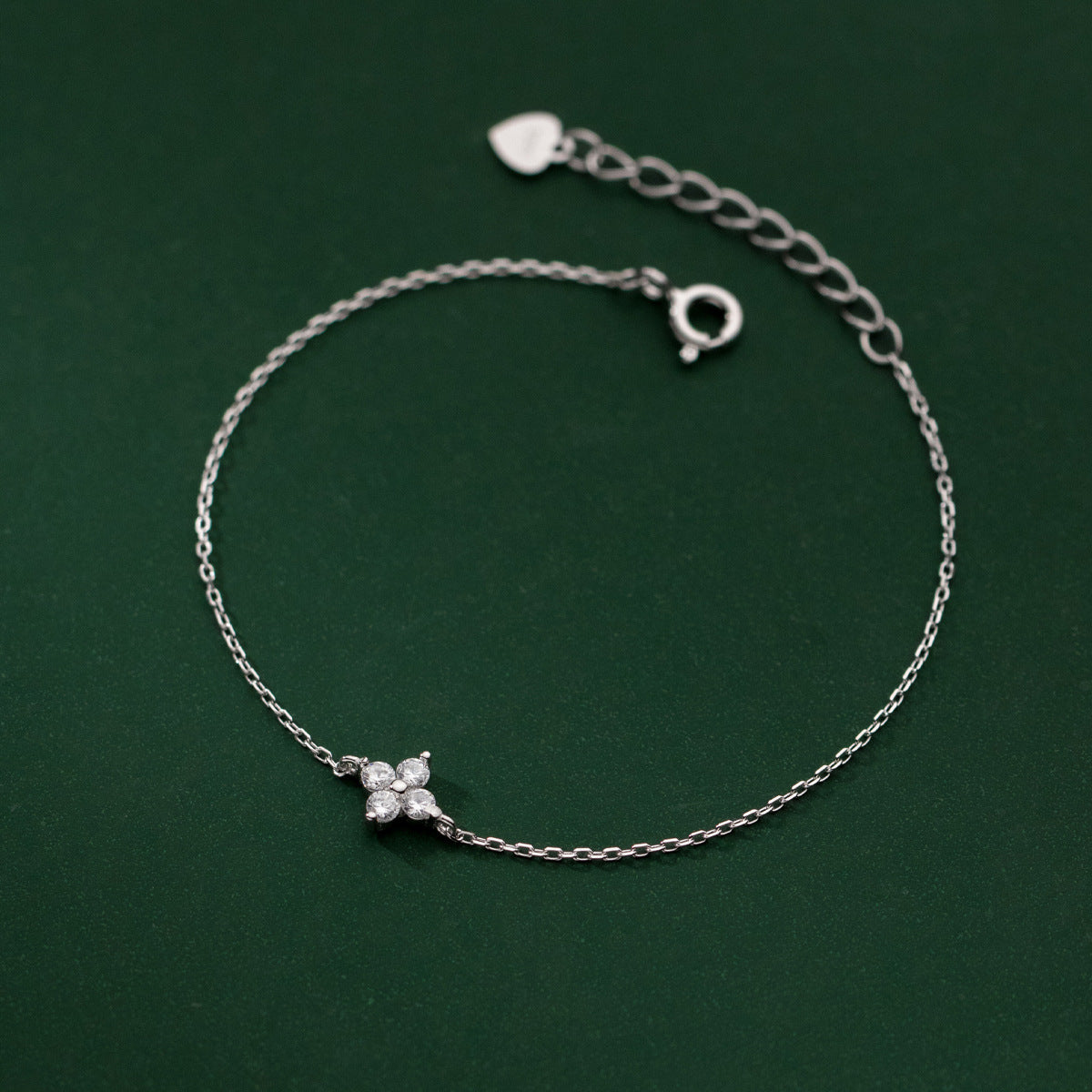 925 sterling silver four leaf clover flower charm chain bracelet Set of 5