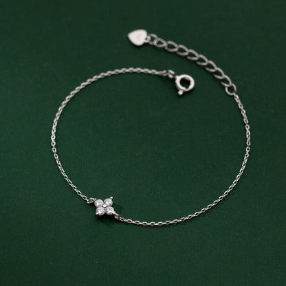 925 sterling silver four leaf clover flower charm chain bracelet Set of 5