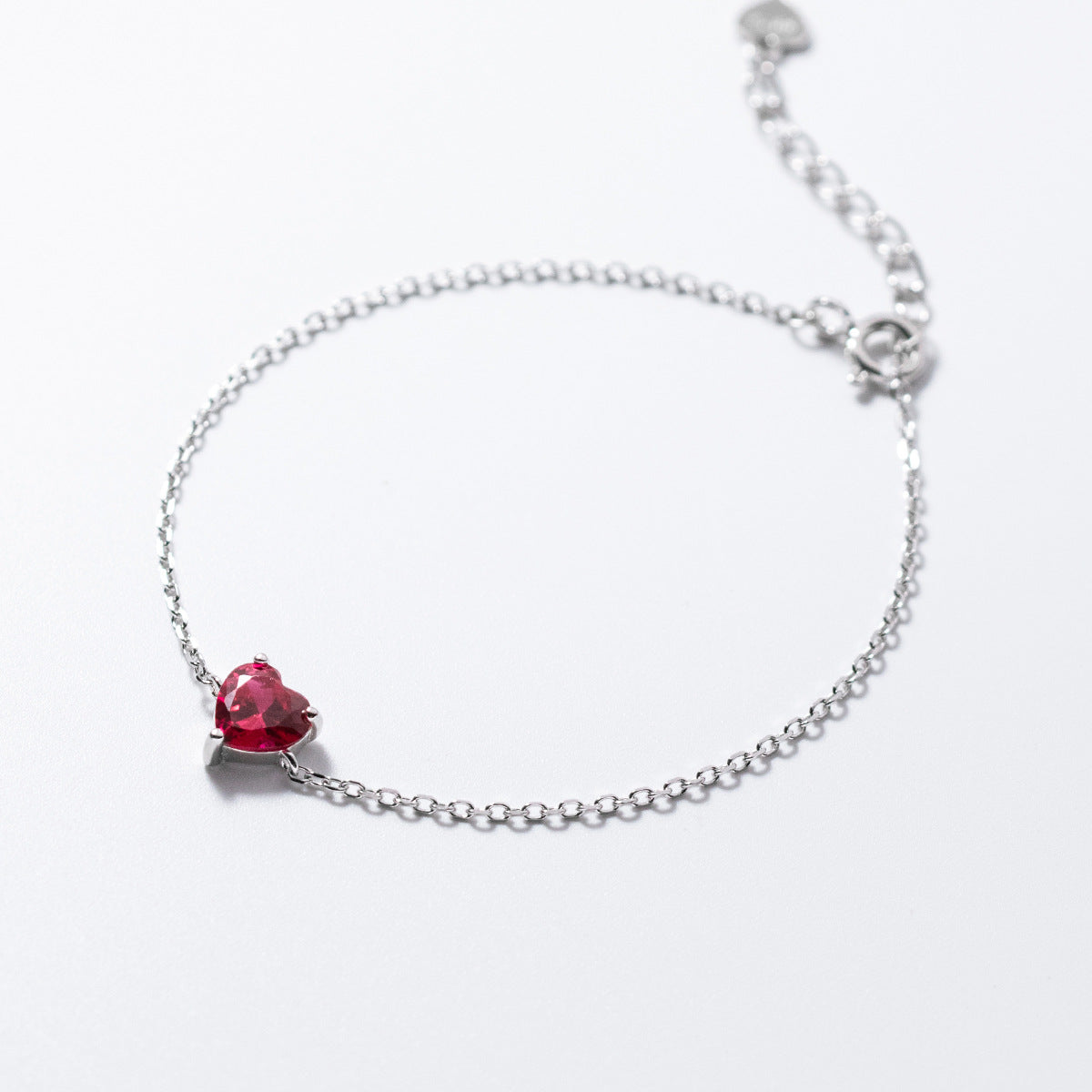 Pulsera de cadena de circón con corazón minimalista eternity de plata 925. Juego de 10