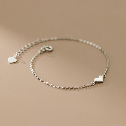 Pulseras ajustables con cadena de mini corazón de amor minimalista de plata de ley 925, juego de 10