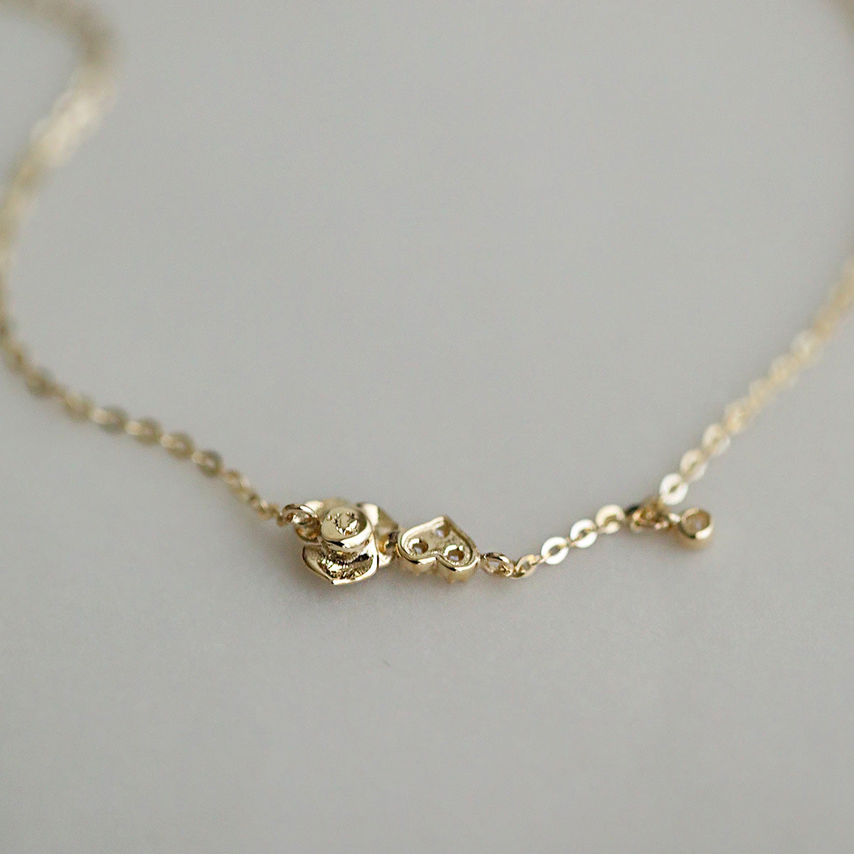 925 silver gold tiny rose flower with zirconia heart bracelet Set of 5