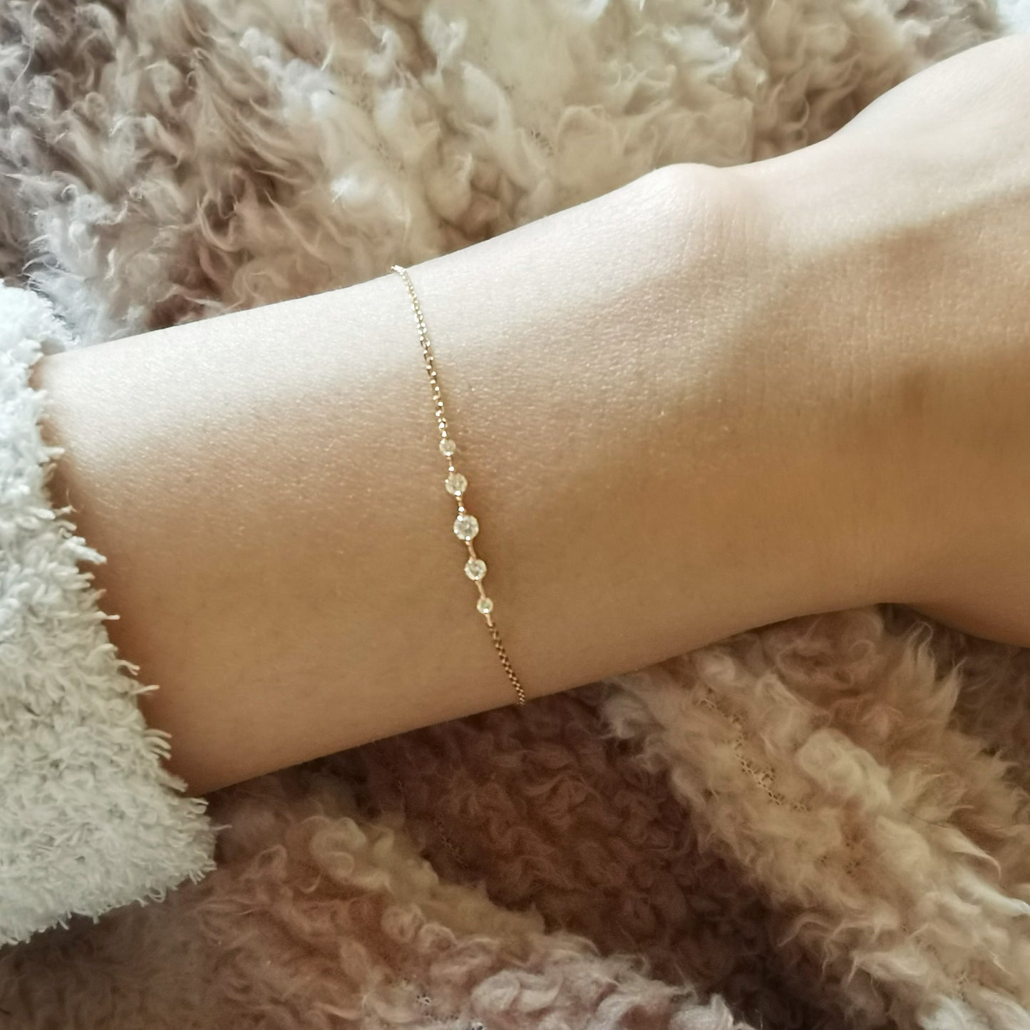 Pulsera de circón de una hilera chapada en oro de Plata de Ley 925 barata a granel, juego de 10