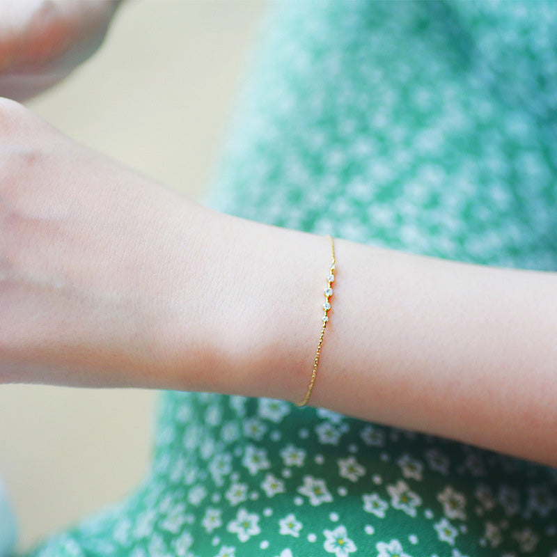 Pulsera de circón de una hilera chapada en oro de Plata de Ley 925 barata a granel, juego de 10