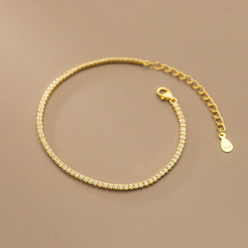 Pulsera de cadena de tenis con circonita cúbica de 2 mm de plata de ley 925, juego de 10