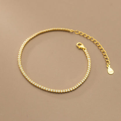 Pulsera de cadena de tenis con circonita cúbica de 2 mm de plata de ley 925, juego de 10