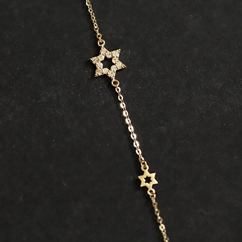 Pulsera con estrella hexagrama de seis puntas en oro y plata de ley 925. Juego de 10