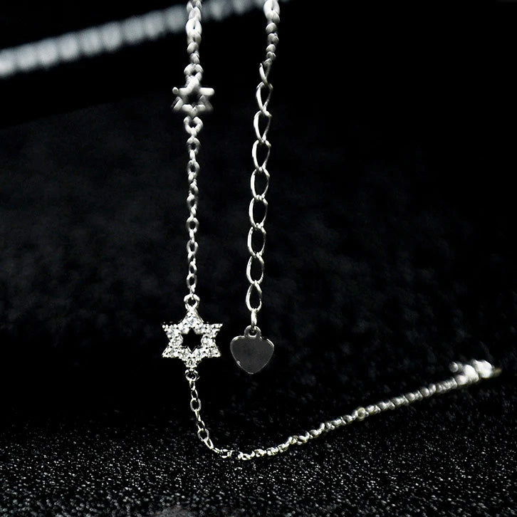 925 sterling silver gold six-pointed hexagram star bracelet Set of 5