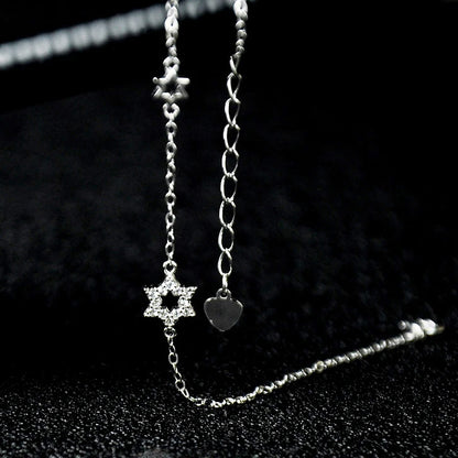 925 sterling silver gold six-pointed hexagram star bracelet Set of 5