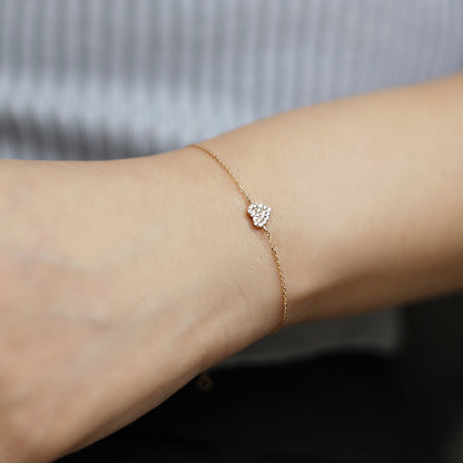 Pulseras de corazón de circonita cúbica en pavé de oro de plata de ley 925. Juego de 10