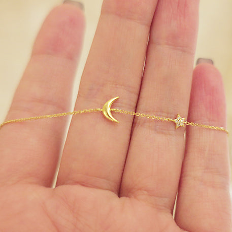 Pulsera con dije de estrella y luna de plata de ley 925 a granel, juego de 10