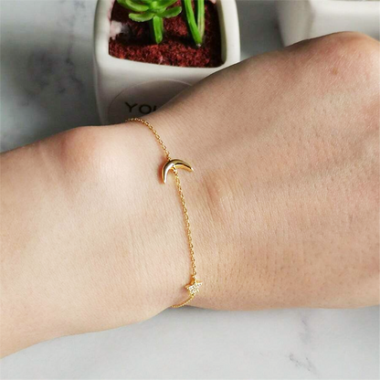 Pulsera con dije de estrella y luna de plata de ley 925 a granel, juego de 10