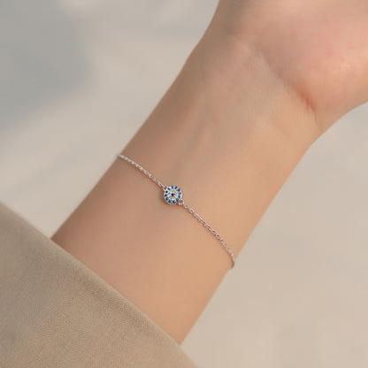 Pulsera de plata 925 con circonita cúbica y cristal contra el mal de ojo. Juego de 10