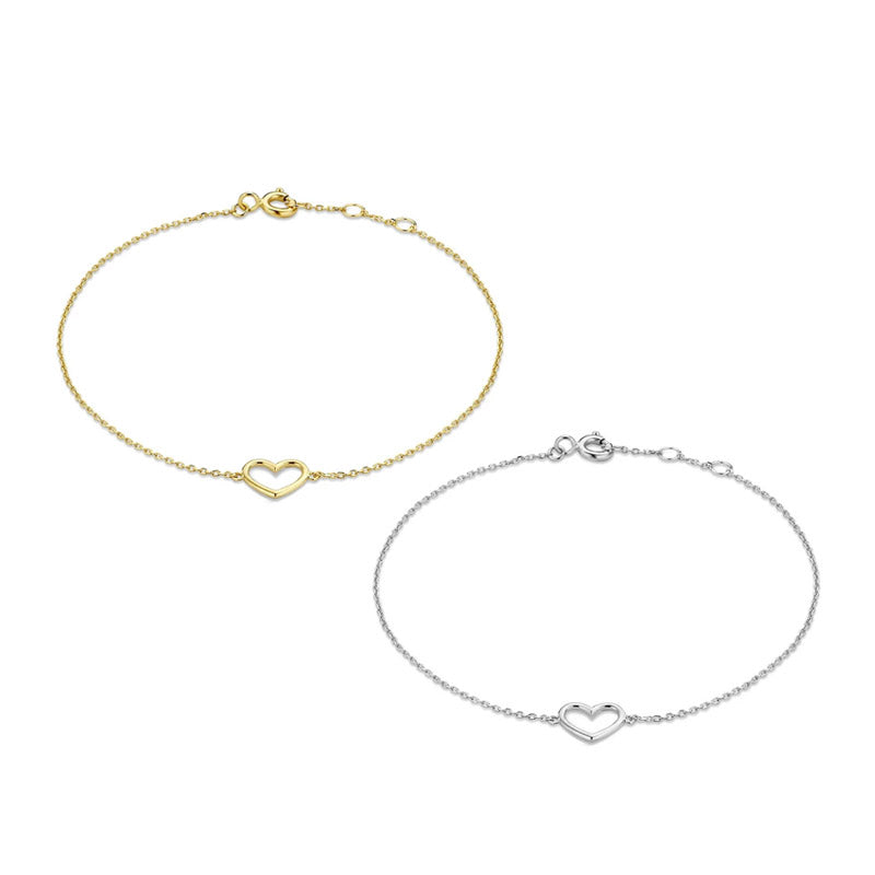 925 sterling silver love hollow heart chain bracelet Set of 5