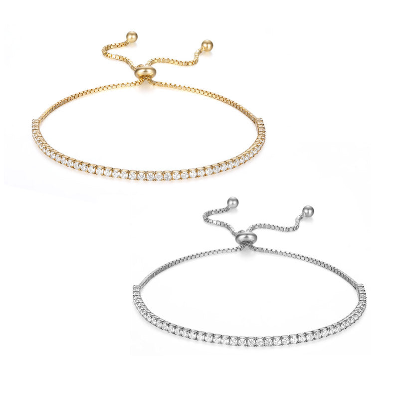 Pulsera de cadena ajustable de tenis con circonita de 2mm de plata de ley 925 a granel, juego de 10