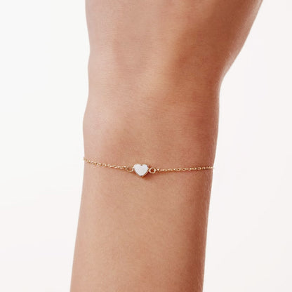 Pulsera de cadena con dije de corazón esmaltado en plata de ley 925, juego de 10