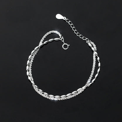 925 sterling silver bling crystal bead chain bracelet Set of 5