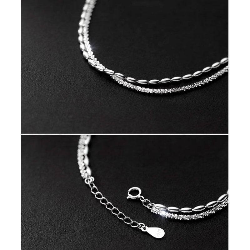 925 sterling silver bling crystal bead chain bracelet Set of 5