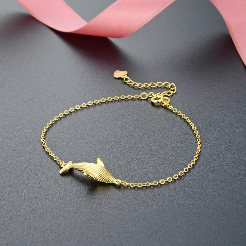 925 sterling silver gold whale charm bracelet Set of 5