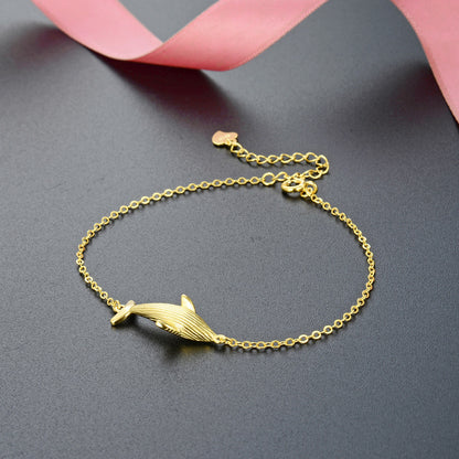 Pulsera con dije de ballena en oro y plata de ley 925. Juego de 10