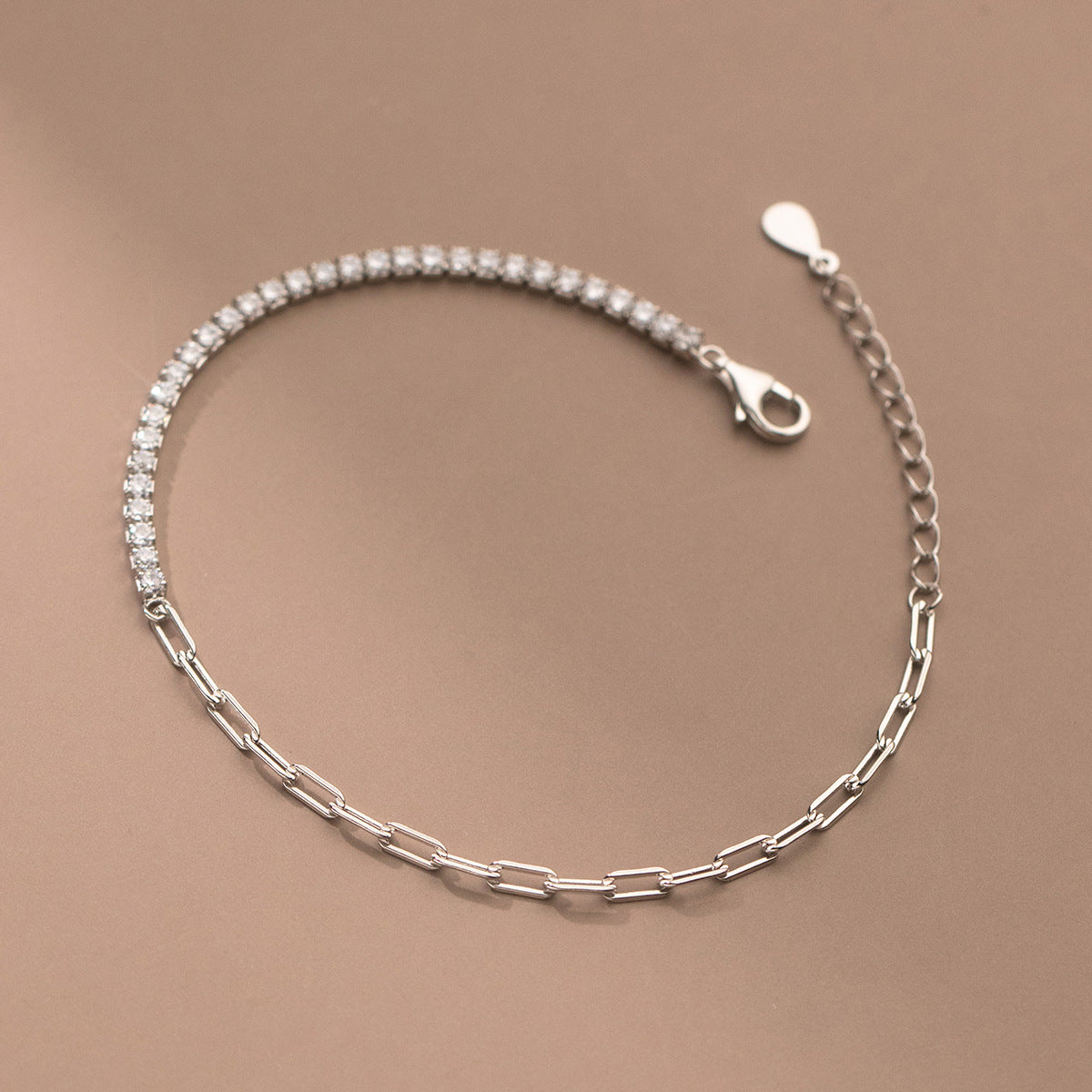 Bracelet chaîne à maillons zirconium rangée 3 mm en argent sterling 925 Ensemble de 10