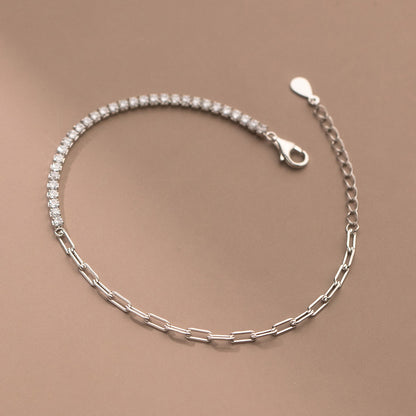 Bracelet chaîne à maillons zirconium rangée 3 mm en argent sterling 925 Ensemble de 10