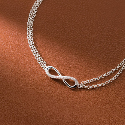 925 sterling silver infinity symbol double chain bracelet Set of 5