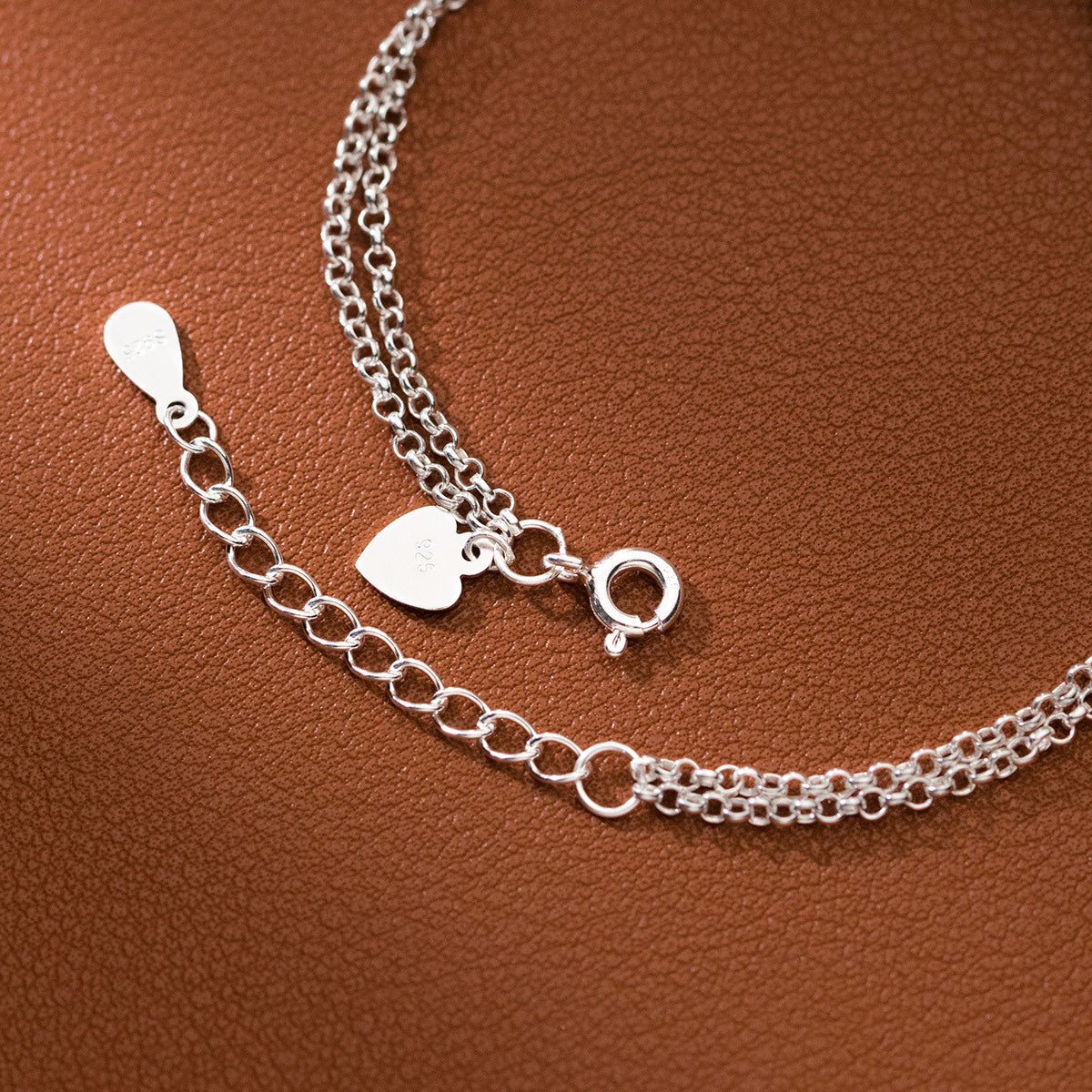 Pulsera de doble cadena con símbolo de infinito en plata de ley 925. Juego de 10