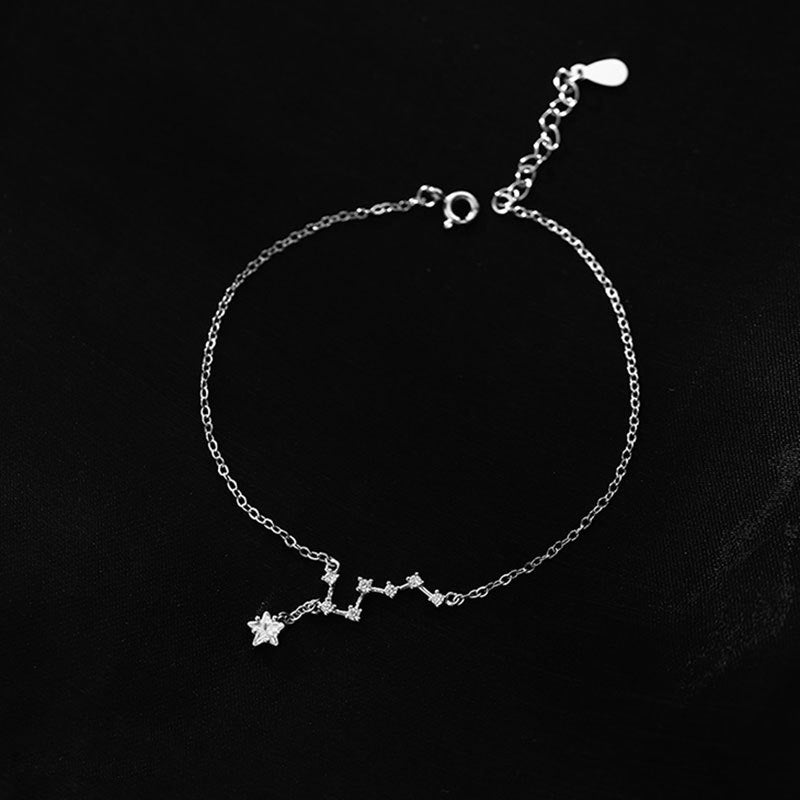 Tobilleras de pulsera de cadena fina con circonita polaris de plata 925, juego de 10