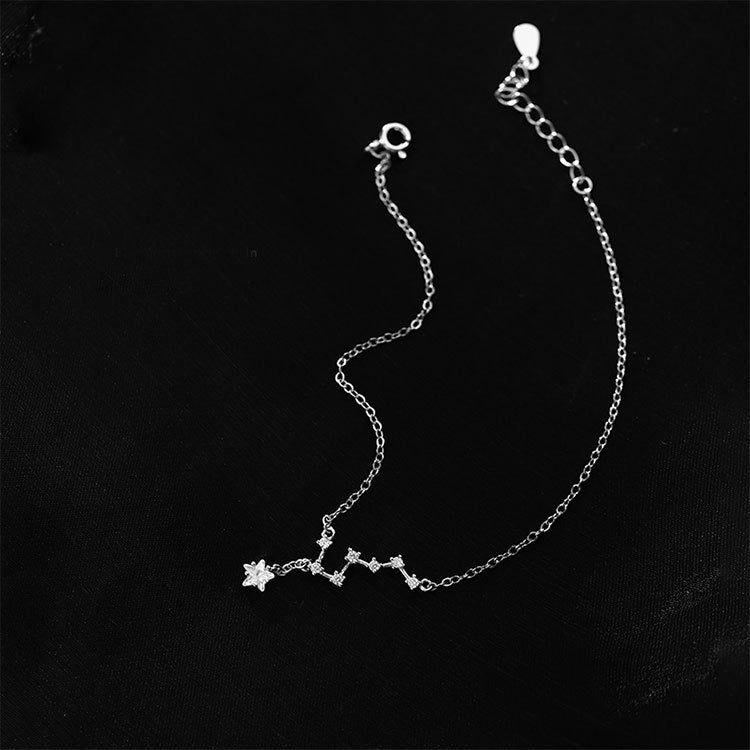 Tobilleras de pulsera de cadena fina con circonita polaris de plata 925, juego de 10