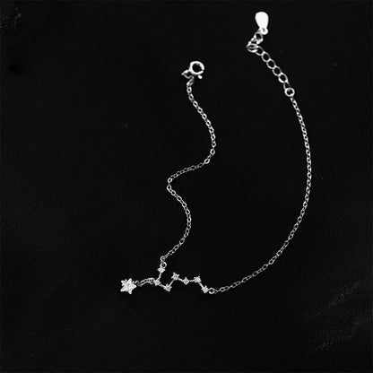 925 silver zircon polaris big dipper thin chain bracelet anklets Set of 10