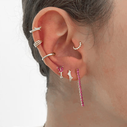 Boucles d'oreilles créoles en argent sterling 925 avec zircone étoile de 9 mm (10 paires)