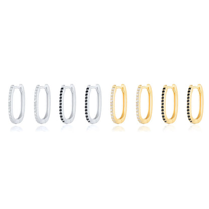 925 sterling silver rectangle huggie hoop earrings (5 pairs)