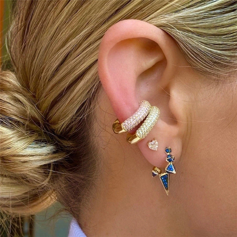 Ear cuffs sin piercing plata de ley 925 con circonitas (10 piezas)