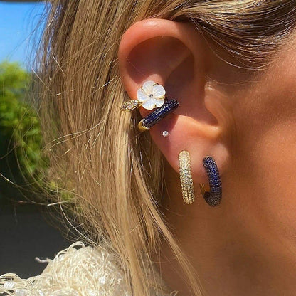 Ear cuffs sin piercing plata de ley 925 con circonitas (10 piezas)