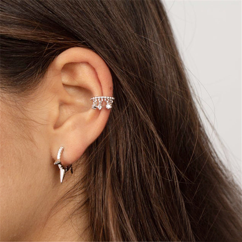 925 sterling silver rivet punk-style hoop huggie earrings (5 pairs)