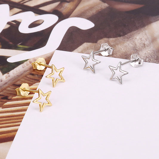 925 sterling silver hollow-out star stud earrings (10 pairs)