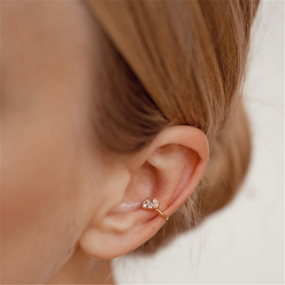 Pendientes de clip minimalistas con circonitas en plata de ley 925 (10 piezas)