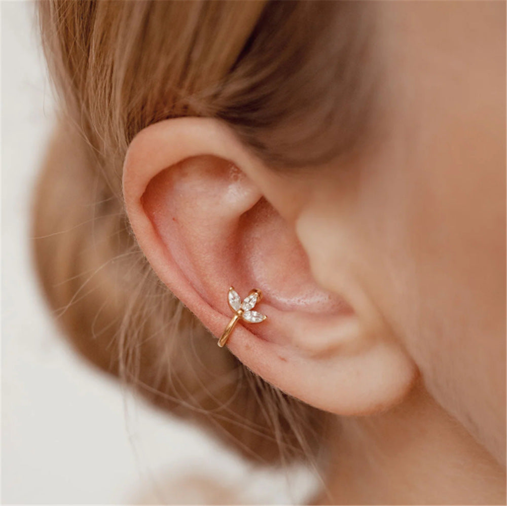 Pendientes de clip minimalistas con circonitas en plata de ley 925 (10 piezas)