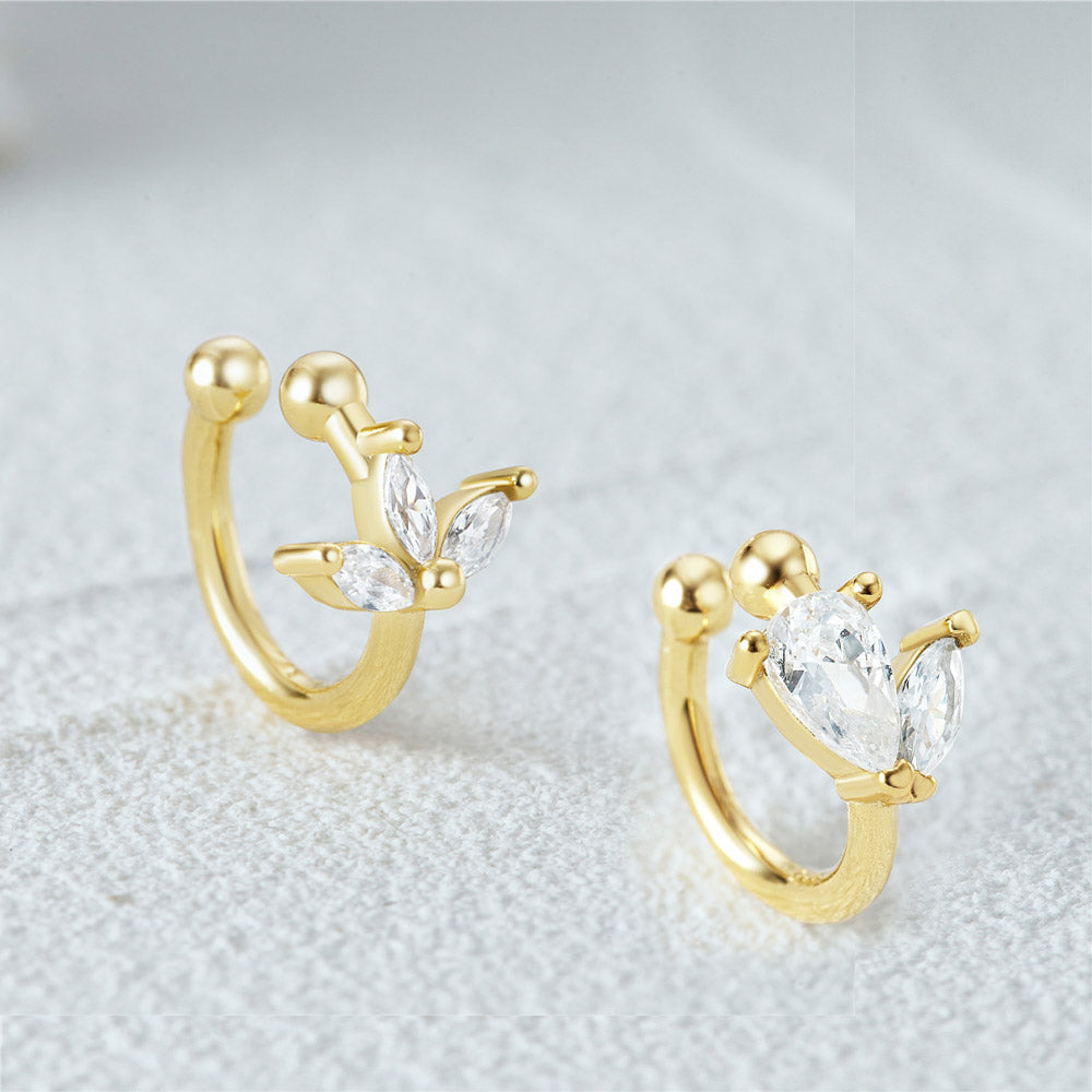 Pendientes de clip minimalistas con circonitas en plata de ley 925 (10 piezas)