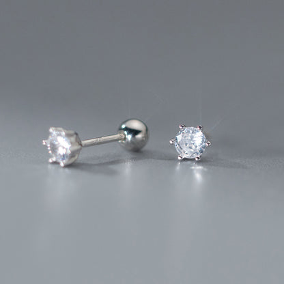 Boucles d'oreilles en argent 925, 3mm, 4mm, zircone cubique, six griffes, vis, boucles d'oreilles (10 paires)