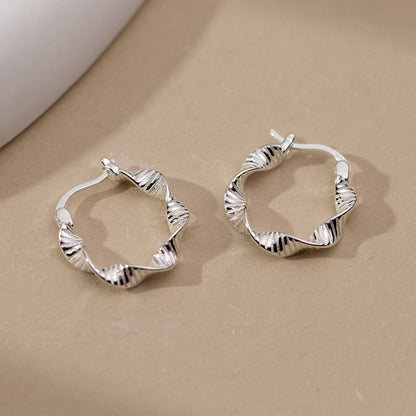 925 sterling silver twisted geometric circle hoop earrings (5 pairs)