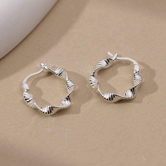 Boucles d'oreilles créoles cercles géométriques torsadés en argent sterling 925 (10 paires)