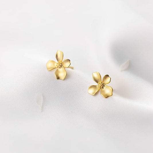 925 sterling silver gold small flower earrings (10 pairs)