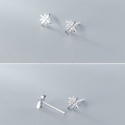 Aretes mini starburst con circonitas cúbicas de plata de ley 925 (10 pares)