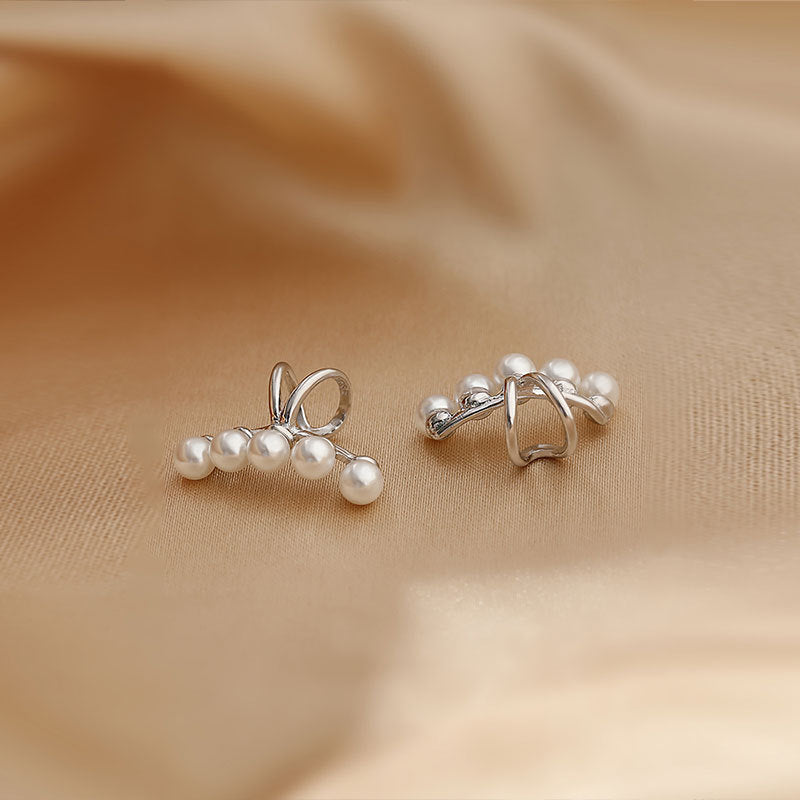 925 silver No piercing pearl ear cuff  (5 pairs)