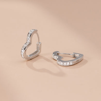 925 sterling silver heart hoop earrings with zircons (5 pairs)